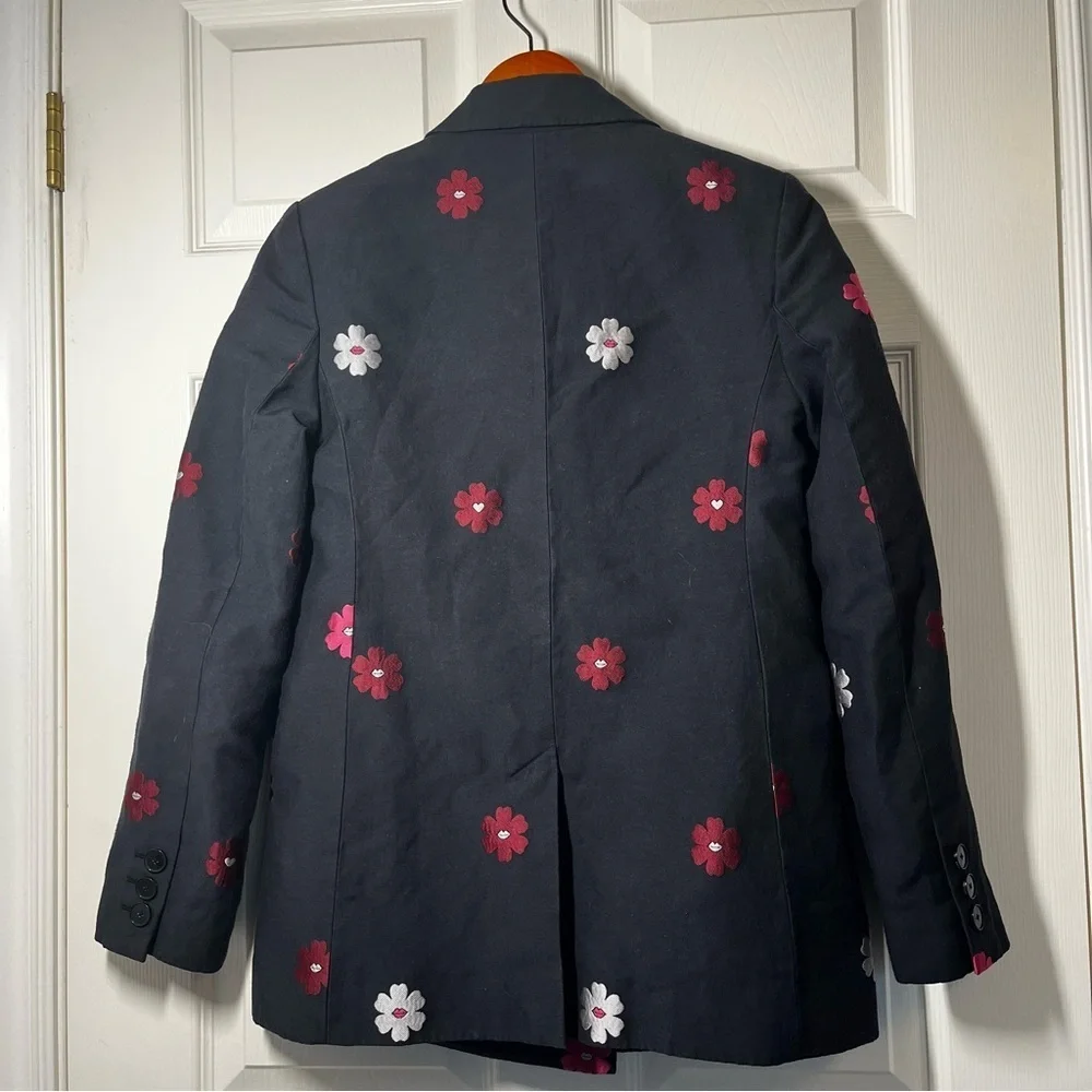 KATE SPADE ♠️ Floral Lip Design Black Blazer Jacket Size 2